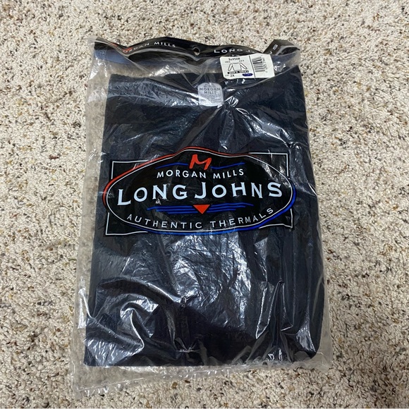 Morgan Mills Other - Vintage men's thermal shirt size 2x black thermal underwear base layer long John